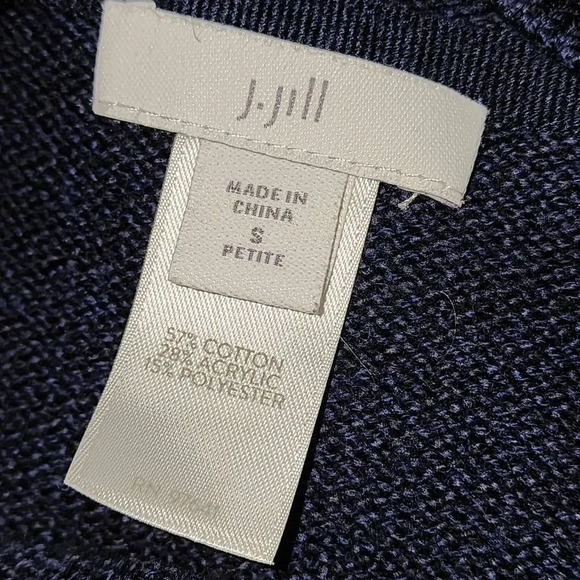 J Jill Womens Navy Blue Aztec Southwestern Cowl Neck Sweater Small Petite - Picture 4 of 4